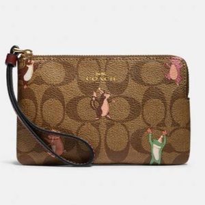 Coach Party Animals Corner Zip Wristlet. NWT.